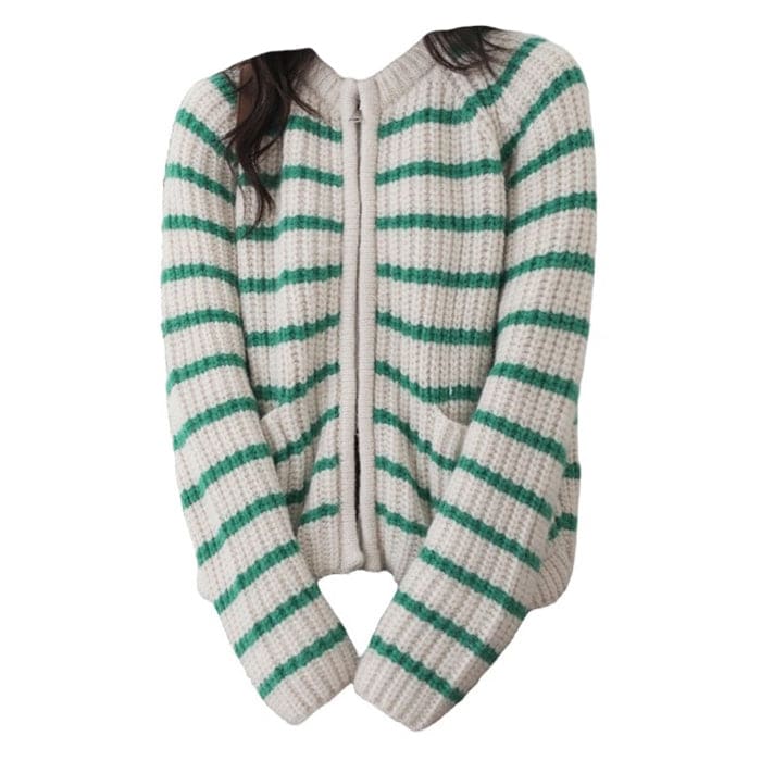 Trendy Striped Cardigan - Cardigan