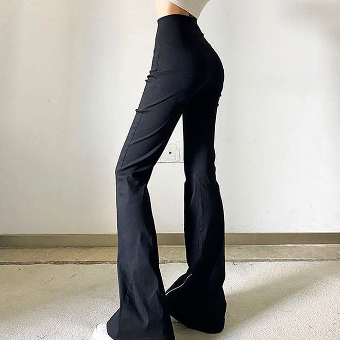 Trendy Zip Up Flared Pants - Pants