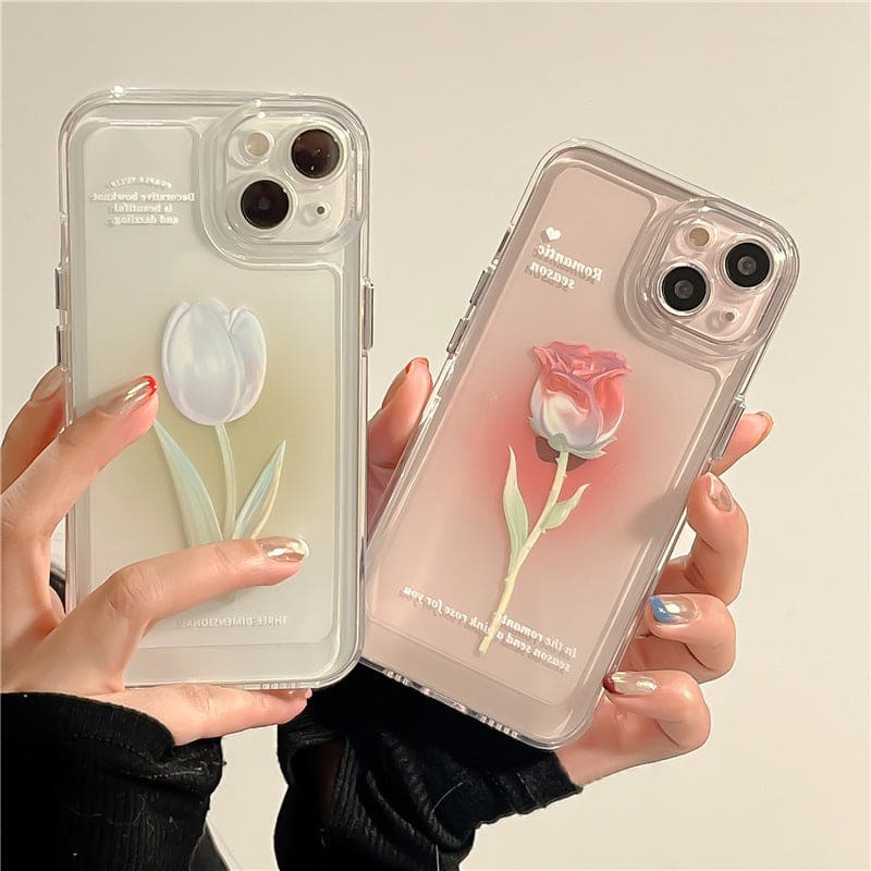 Tulip Rose Transparent Phone Case - iPhone W351 MK Kawaii Store