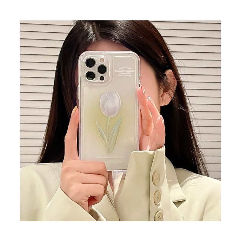 Tulip Rose Transparent Phone Case - iPhone W351 MK Kawaii Store