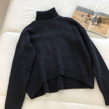 Turtleneck Knitted Jumpers Elegant Loose Sweater BM162