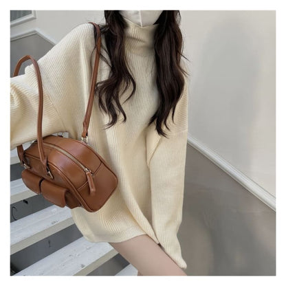 Turtleneck Plain Oversized Sweater