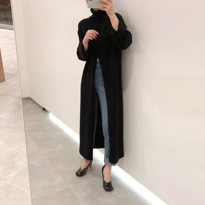 Turtleneck Slit Midi Sweater Dress