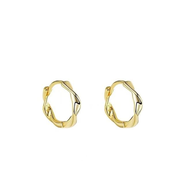 Twisted S925 Sterling Silver Huggie Earring - 1 Pair - Gold