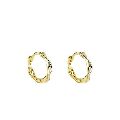 Twisted S925 Sterling Silver Huggie Earring - 1 Pair - Gold