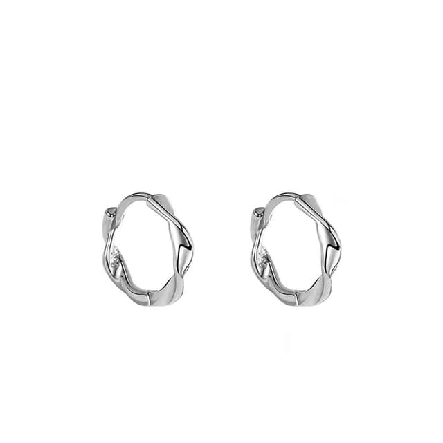 Twisted S925 Sterling Silver Huggie Earring - 1 Pair