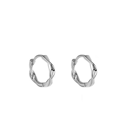 Twisted S925 Sterling Silver Huggie Earring - 1 Pair