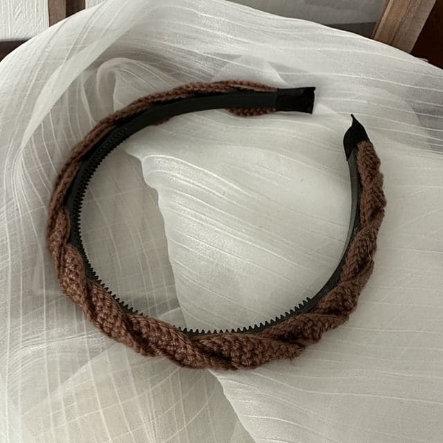 Twisted Woven Knit Headband - 03# - Coffee / One Size