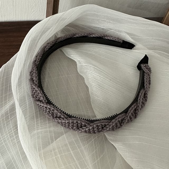 Twisted Woven Knit Headband - 04# - Ash Purple / One Size