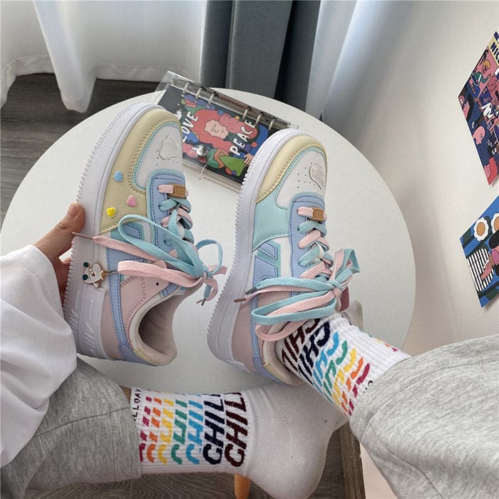 Two - color Shoelaces Candy Sneakers - Sneakers