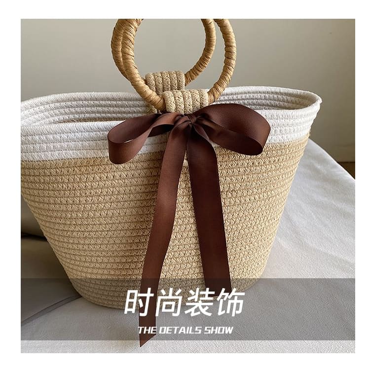 Two Tone Bow Tote Bag