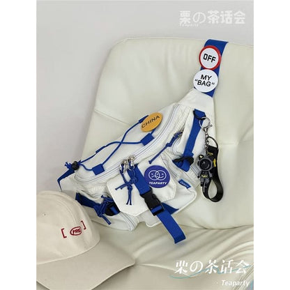 Two-Tone Buckled Sling Bag / Charm / Set - With Astronaut