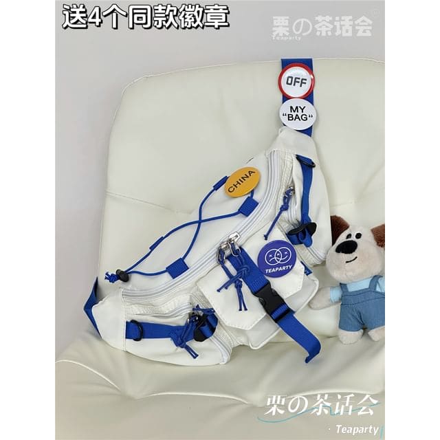 Two-Tone Buckled Sling Bag / Charm / Set - Without Bag