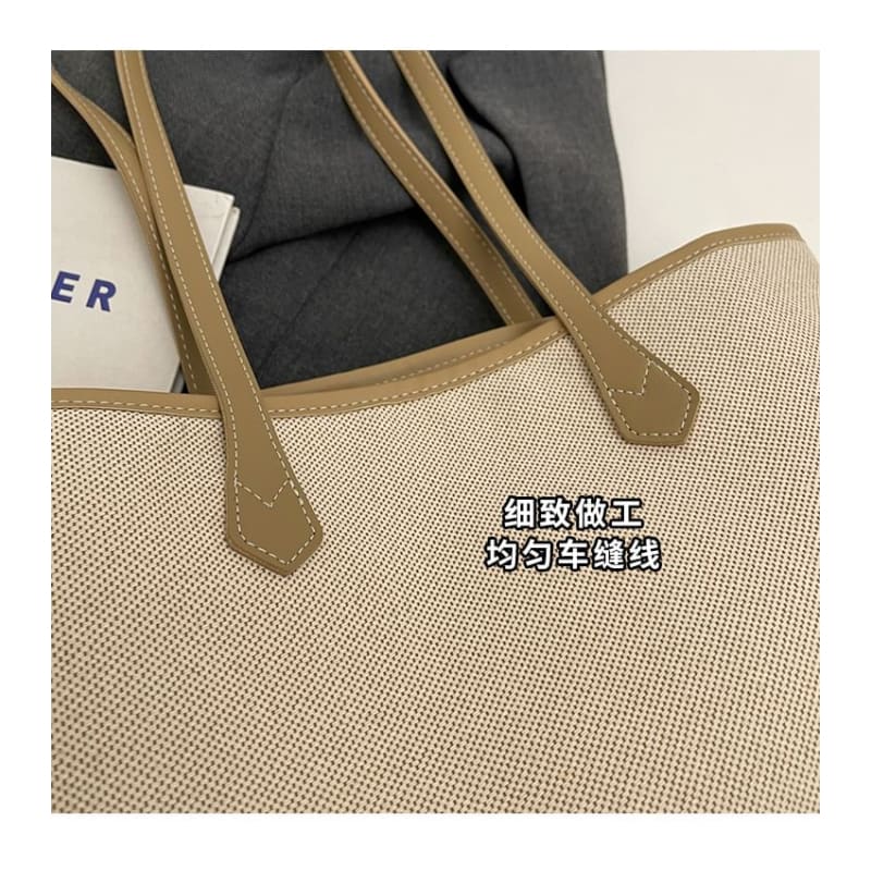 Two Tone Canvas Tote Bag / Bag Charm / Set