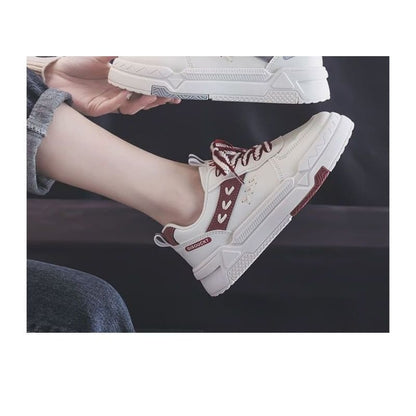 Two-Tone Contrast Stitch Platform Sneakers