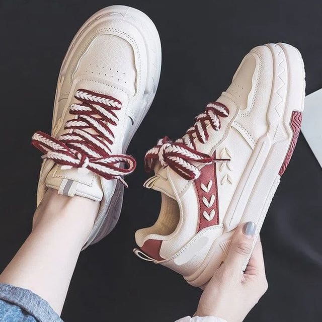 Two-Tone Contrast Stitch Platform Sneakers