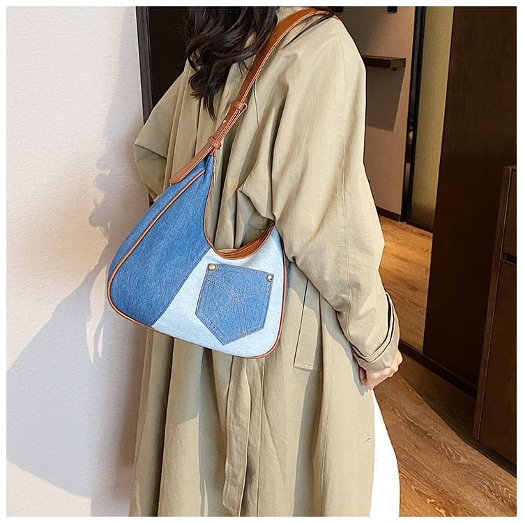 Two Tone Denim Shoulder Bag