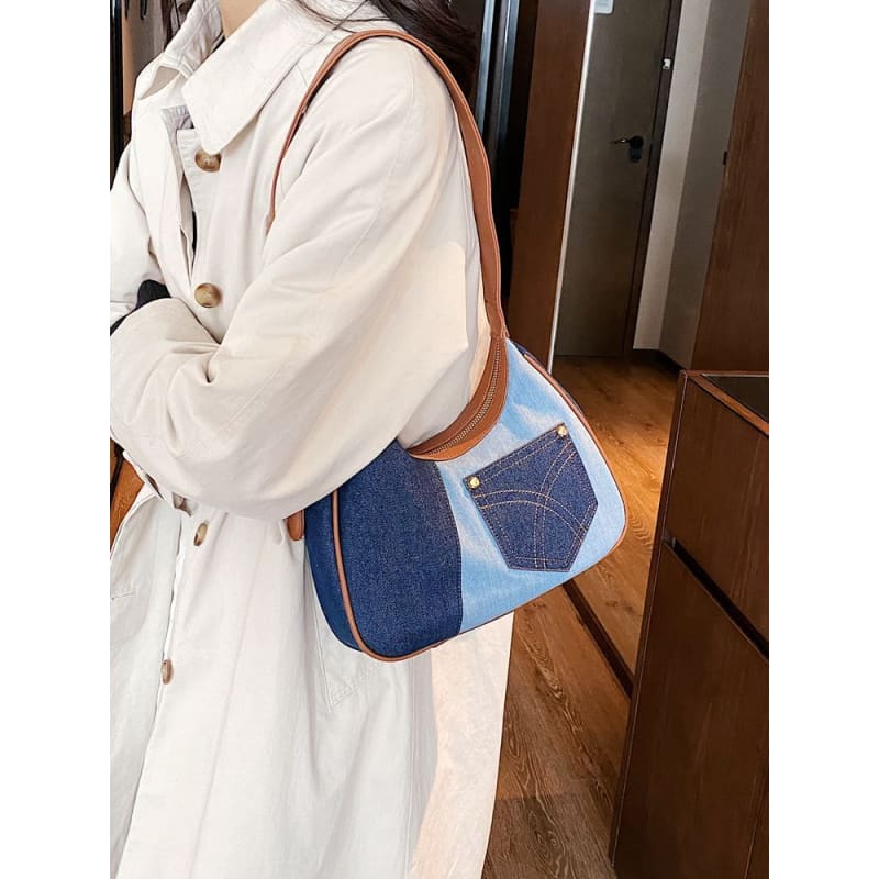 Two Tone Denim Shoulder Bag