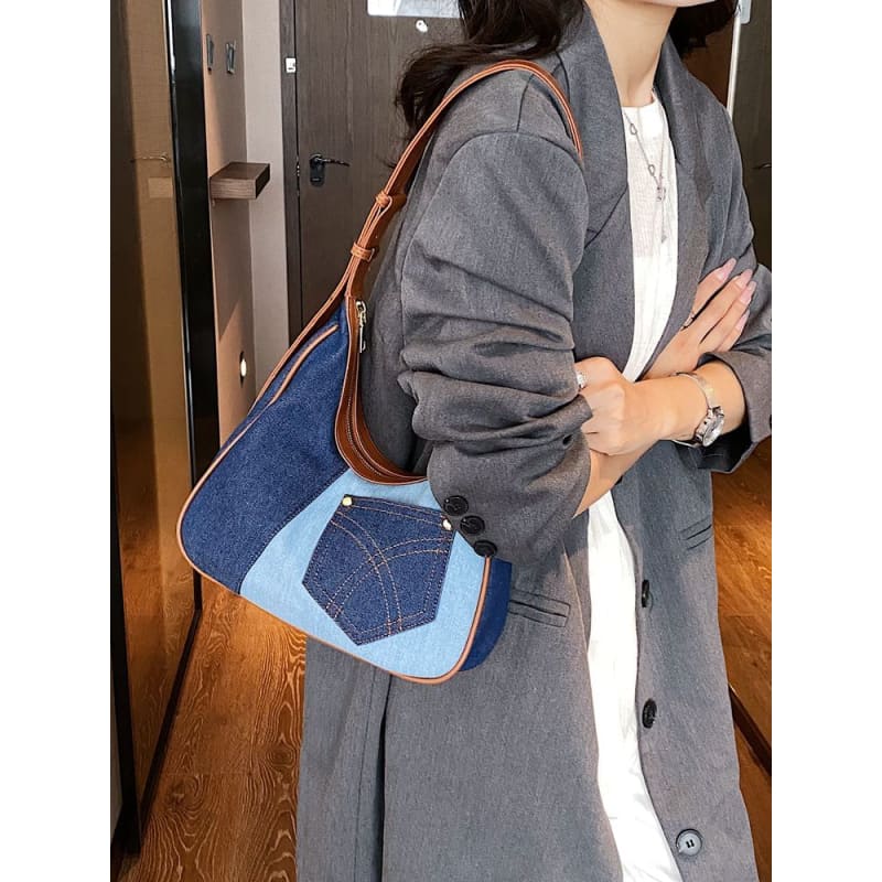 Two Tone Denim Shoulder Bag