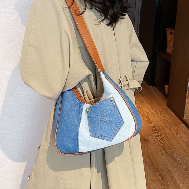 Two Tone Denim Shoulder Bag