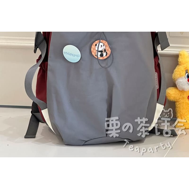 Two Tone Drawstring Laptop Backpack / Badge / Bag Charm