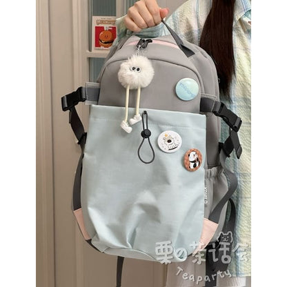 Two Tone Drawstring Laptop Backpack / Badge / Bag Charm