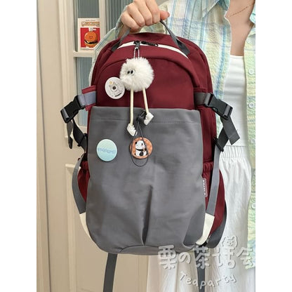 Two Tone Drawstring Laptop Backpack / Badge / Bag Charm