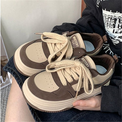 Two Tone Lettering Platform Sneakers