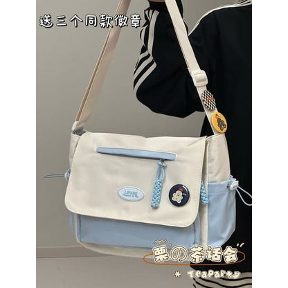 Two Tone Messenger Bag - Blue / One Size