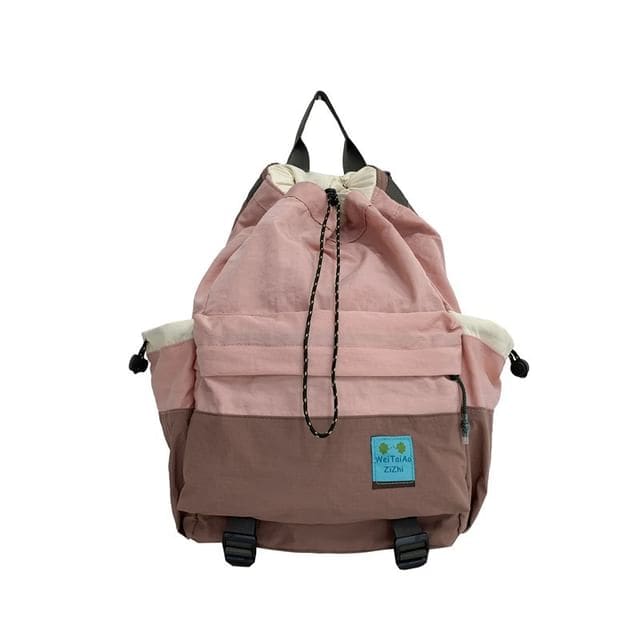 Two Tone Multi-Pocket Backpack - Pink / One Size