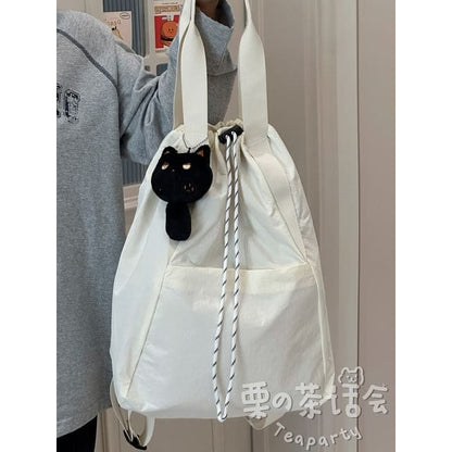 Two Tone Nylon Backpack / Bag Charm / Set - With Cat Charm