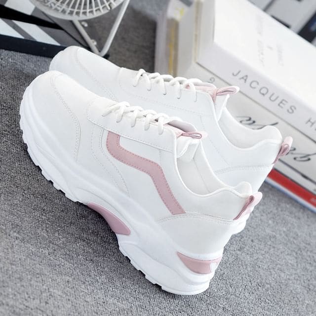 Two Tone Platform Sneakers - Pink / 35