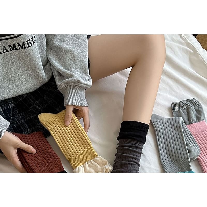 Two Tone Ribbed Socks / Set