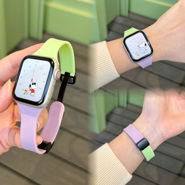 Two-Tone Silicone Magnetic Apple Watch Band - Green &