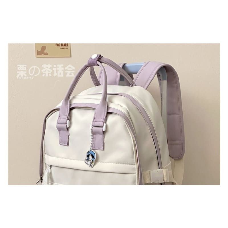 Two-Tone Top Handle Backpack / Charm / Set