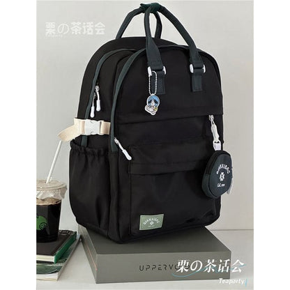 Two-Tone Top Handle Backpack / Charm / Set - Black