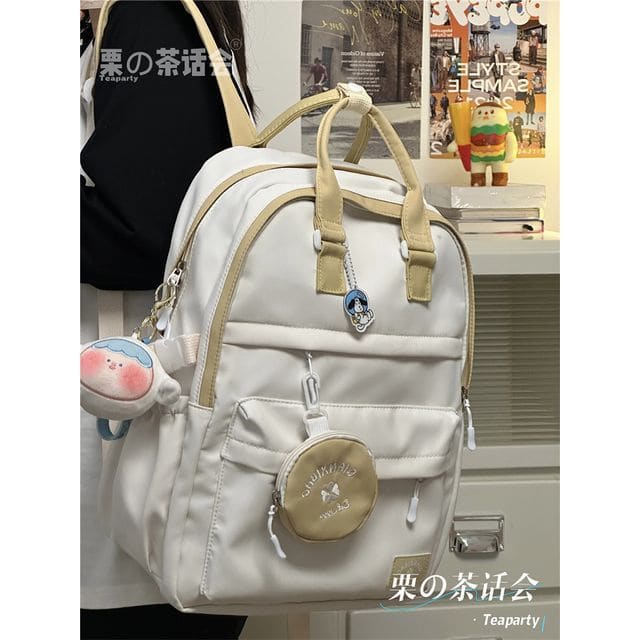 Two-Tone Top Handle Backpack / Charm / Set - With Sheep