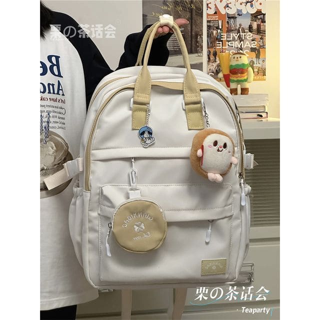 Two-Tone Top Handle Backpack / Charm / Set - With Toast