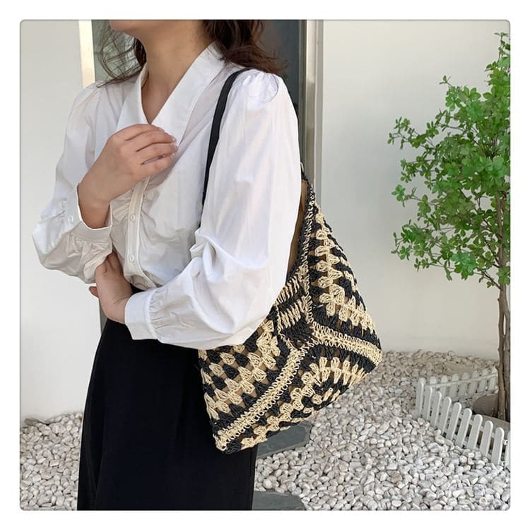 Two Tone Woven Tote Bag