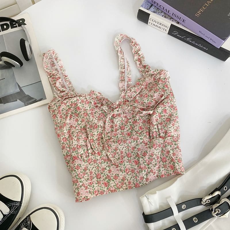 V-Neck Floral Camisole Top