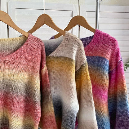 V-Neck Gradient Sweater