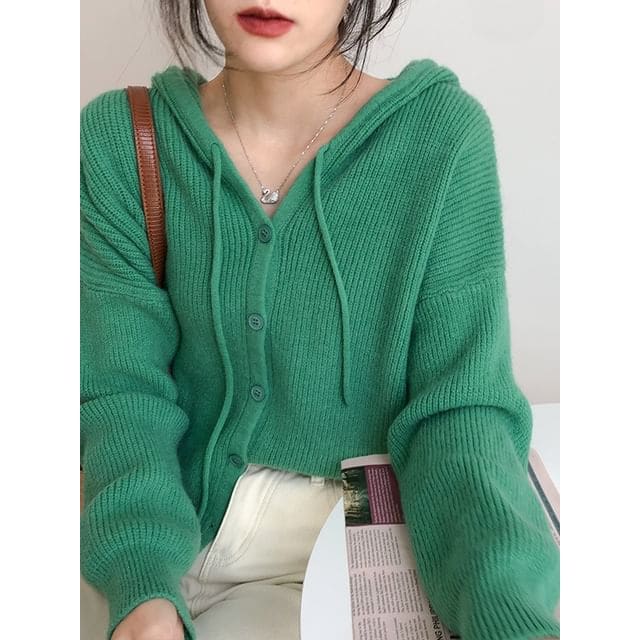 V-Neck Hooded Cardigan in 7 Colors