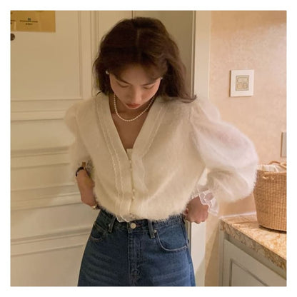 V-Neck Scallop Trim Blouse