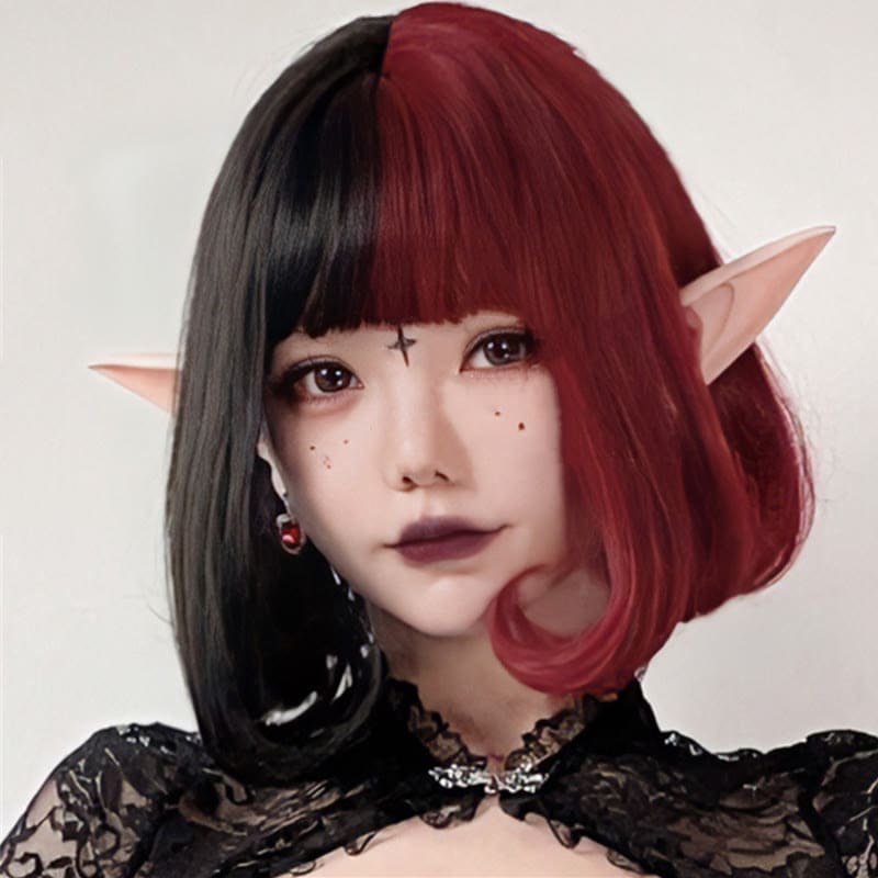 Vampire Clown Colorblock Short Straight Wig With Neat Bangs ...