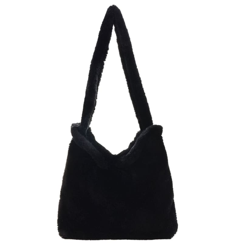 Versatile Fuzzy Handbag - Black - Handbags