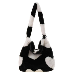 Versatile Fuzzy Handbag - Black Heart - Handbags