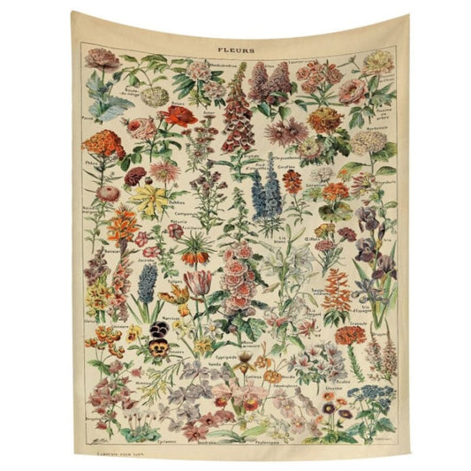 Vintage Aesthetic Fleurs Wall Tapestry - S