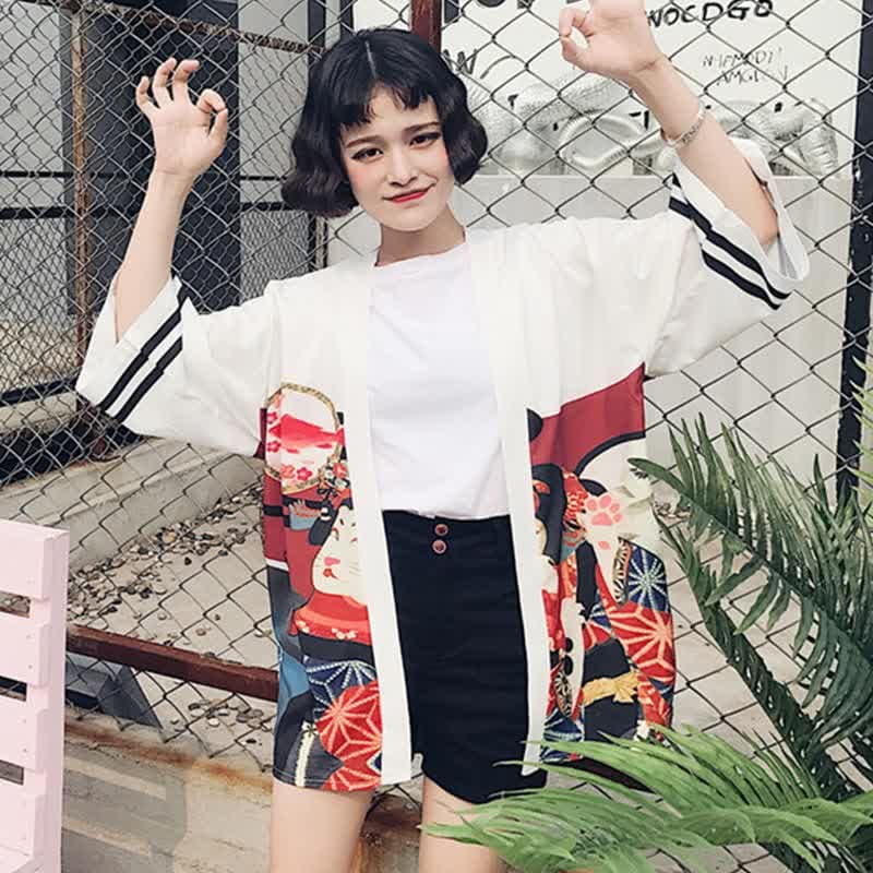 Vintage Ainme Character Print Cardigan Shirt