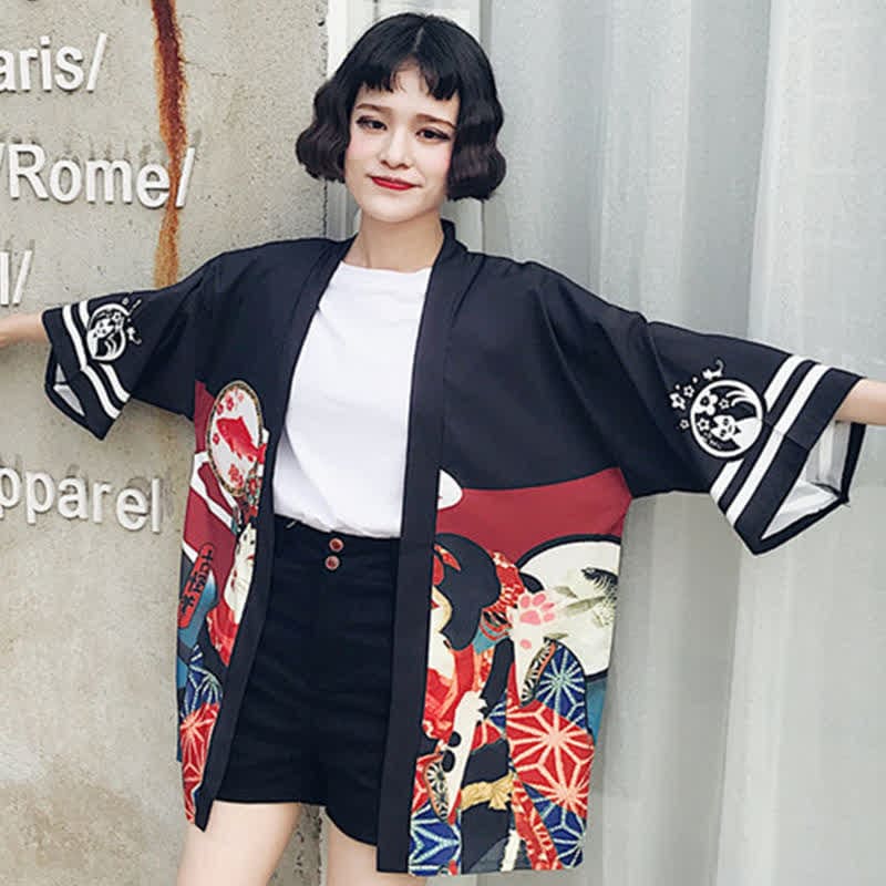 Vintage Ainme Character Print Cardigan Shirt