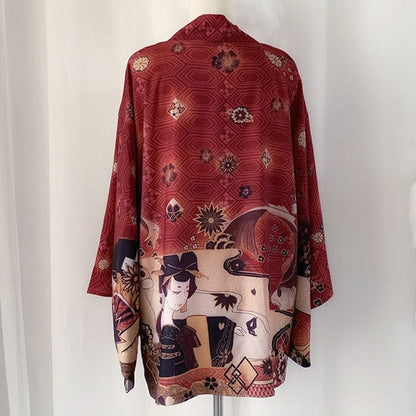 Vintage Anime Print Cardigan Kimono Outerwear